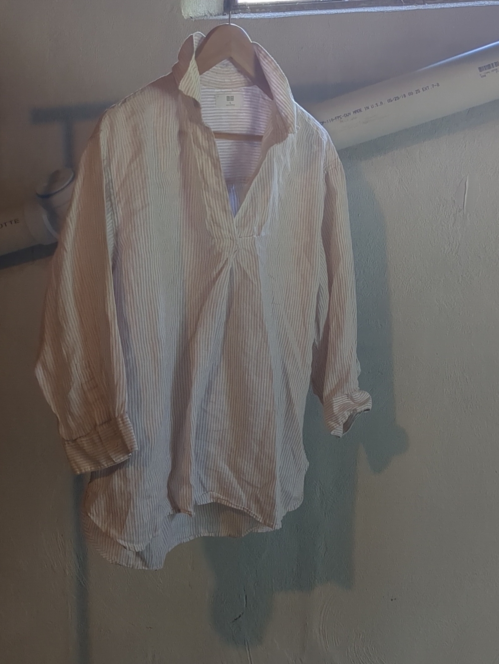 Uniqlo Light Blue and White Striped Tunic Top